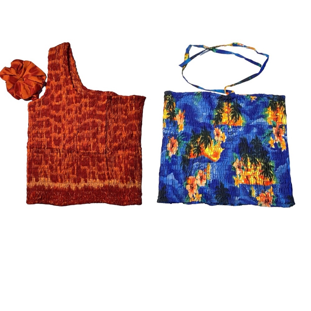 CARIBBEAN Floral Tube Top AND One Shoulder Halter Top 🛍️ 2/$12 BUNDLE  NWOT